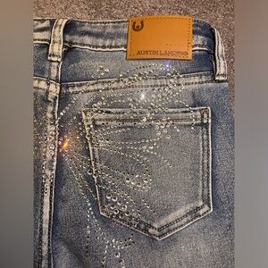 Austin Landing Sparkling Rhinestone Butterfly Flare Jeans Size 1